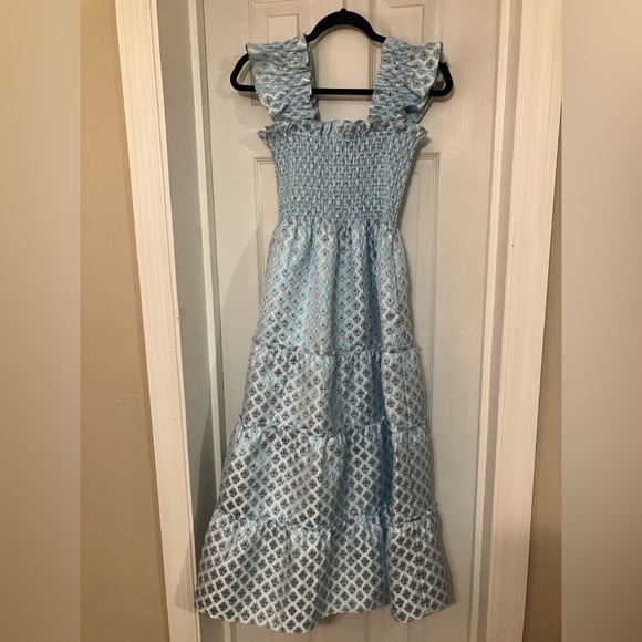 Hill House Home Ice Blue Brocade Ellie Nap Dress XS - Picture 2 of 10